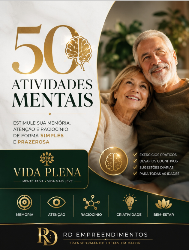 Capa do PDF Vida Plena – Mente Viva, 100 atividades de ginástica mental